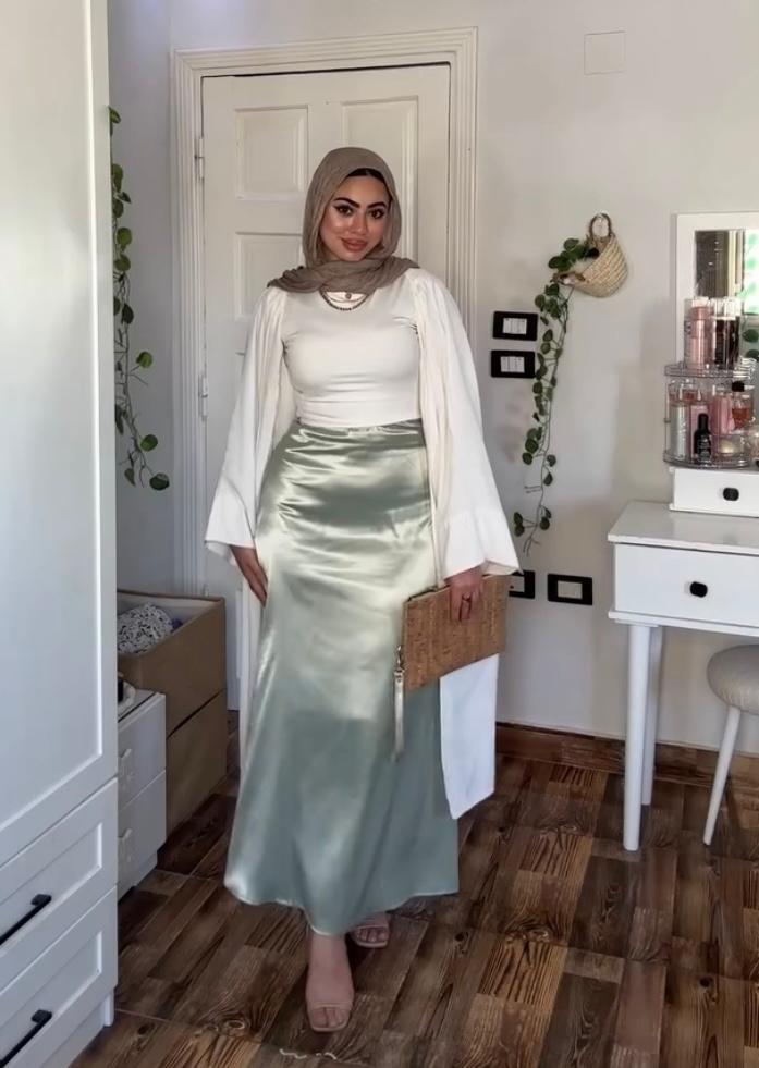 Elegant Satin Maxi Skirt - Modest Formal Wear